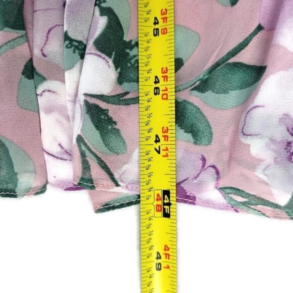 Lulus Chance For Us Maxi Dress Sz L Pink Floral Chiffon Off Shoulder Ruffles New - Picture 12 of 13